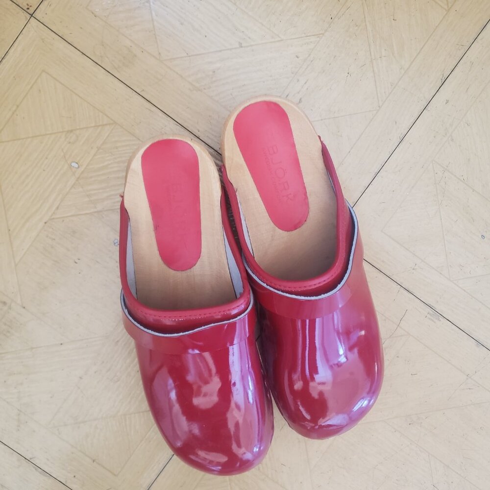 Bjork Red Clogs Size 9 or Euro Size 40